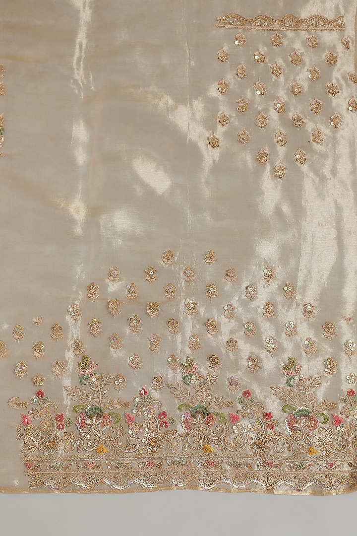 Gold Tissue Organza Sequins Embellished Bridal Saree Set by Kalighata at Pernia's Pop Up Shop