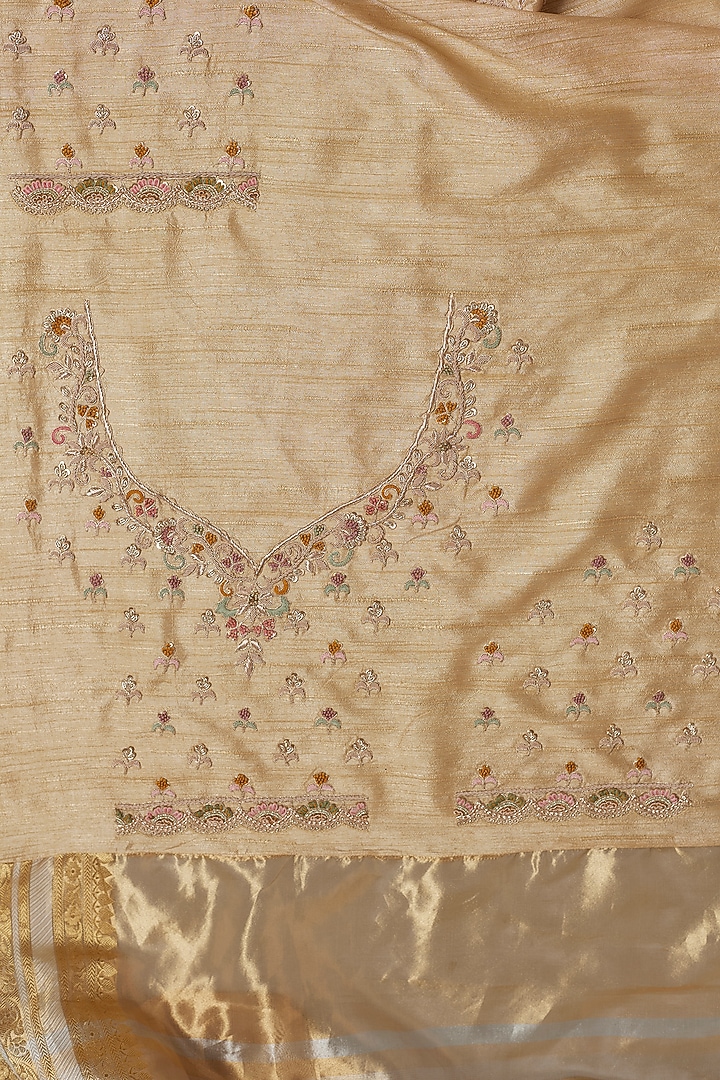 Gold Tissue Organza Sequins Embellished Reception Saree Set by Kalighata at Pernia's Pop Up Shop