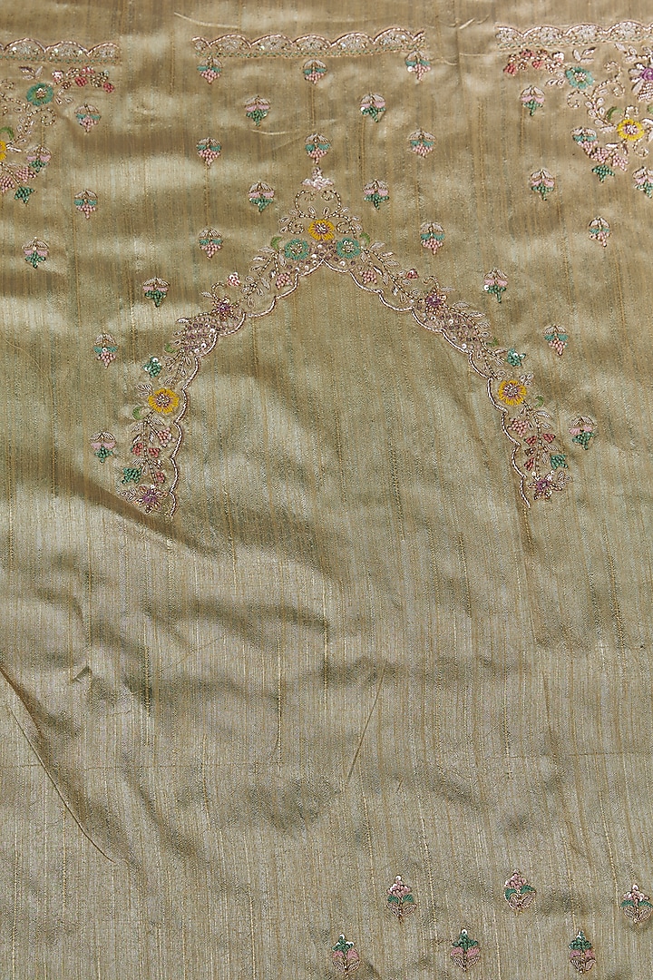 Gold Handloom Sequins Hand Embroidered Reception Saree Set by Kalighata at Pernia's Pop Up Shop