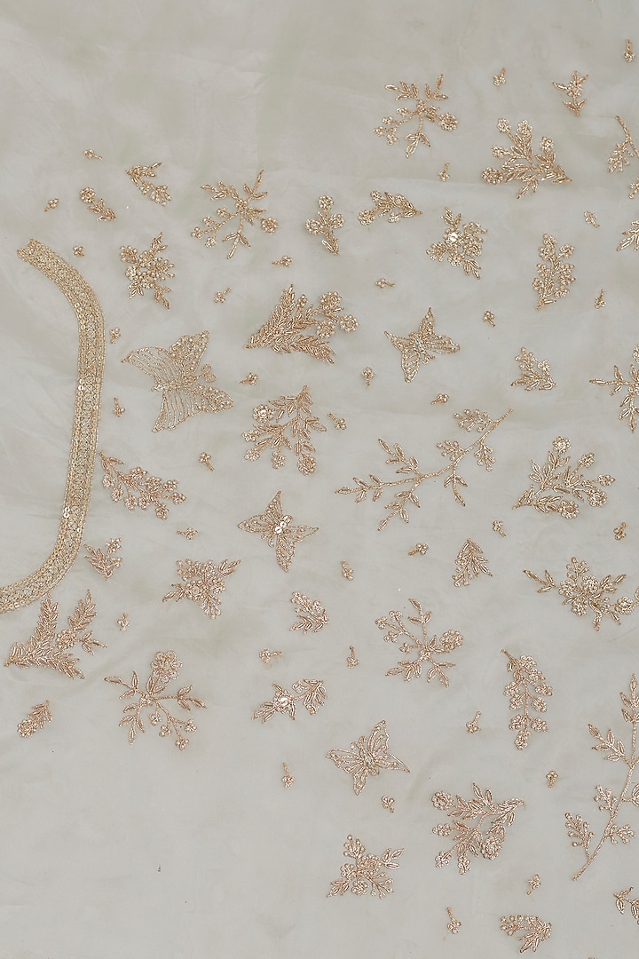 Ivory Tissue Organza Sequins Embellished Reception Saree Set by Kalighata at Pernia's Pop Up Shop