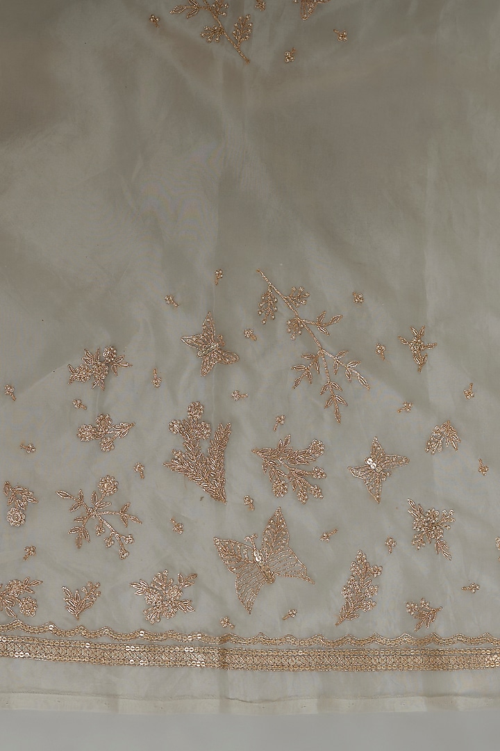 Ivory Tissue Organza Sequins Embellished Reception Saree Set by Kalighata at Pernia's Pop Up Shop
