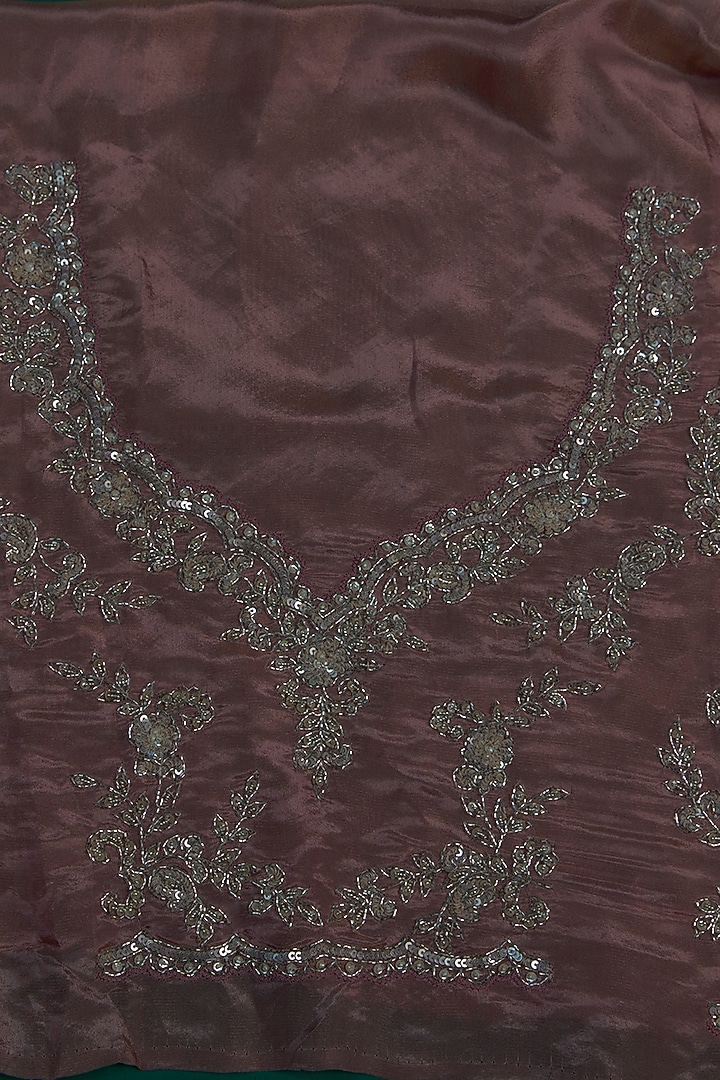 Pink Tissue Sequins Hand Embroidered Reception Saree Set by Kalighata at Pernia's Pop Up Shop