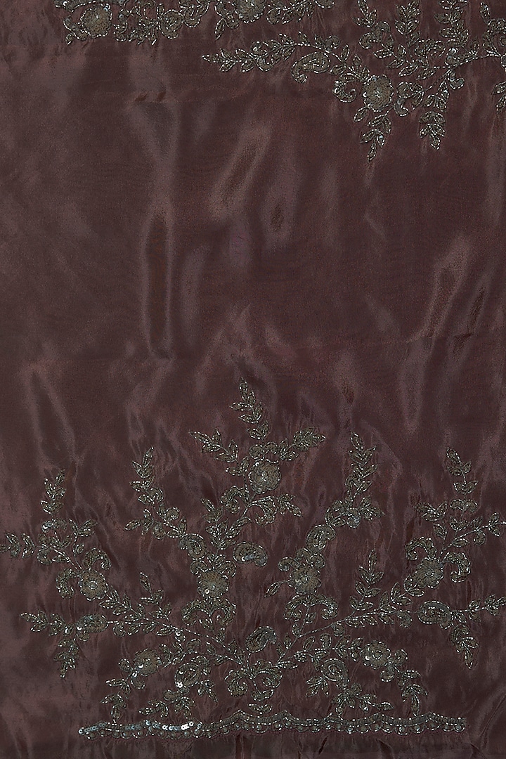 Pink Tissue Sequins Hand Embroidered Reception Saree Set by Kalighata at Pernia's Pop Up Shop