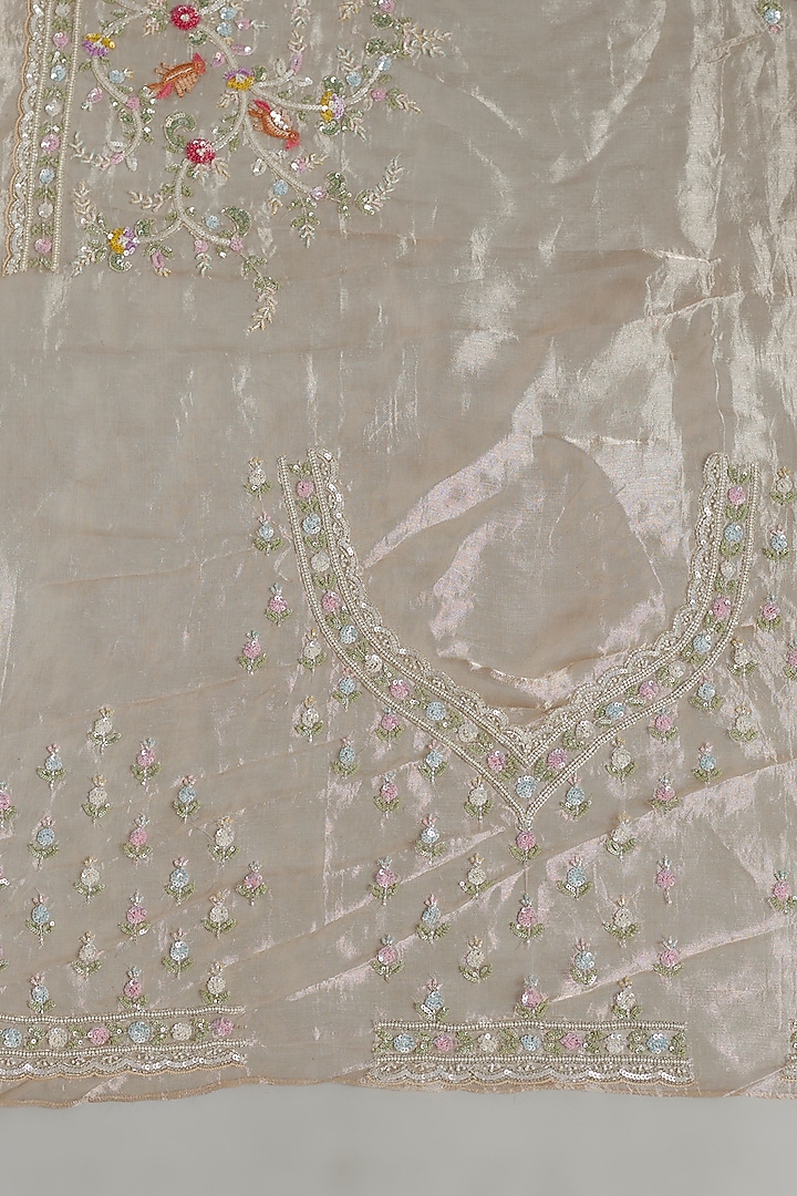 Gold Tissue Organza Sequins Embellished Reception Saree Set by Kalighata at Pernia's Pop Up Shop