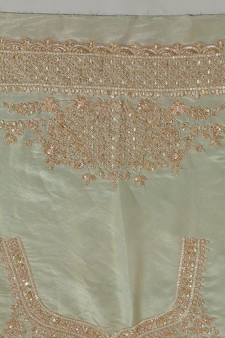 Mint Tissue Organza Sequins Embellished Reception Saree Set by Kalighata at Pernia's Pop Up Shop