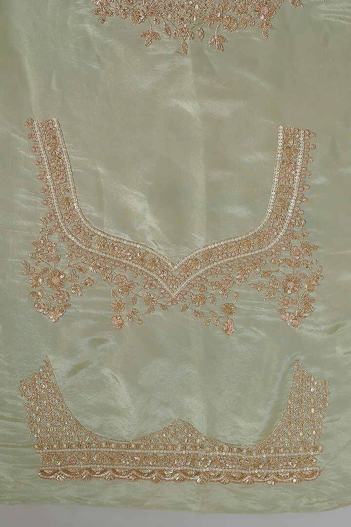 Mint Tissue Organza Sequins Embellished Reception Saree Set by Kalighata at Pernia's Pop Up Shop