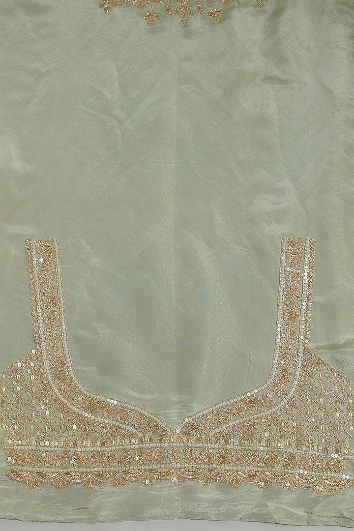 Mint Tissue Organza Sequins Embellished Reception Saree Set by Kalighata at Pernia's Pop Up Shop