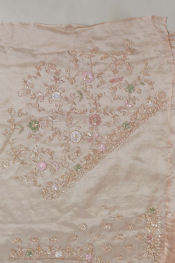 Pink Tissue Organza Sequins Embellished Wedding Saree Set by Kalighata at Pernia's Pop Up Shop