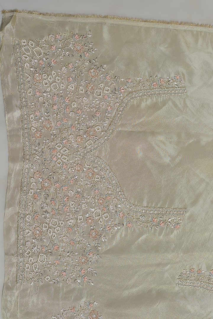 Mint Tissue Organza Sequins Embellished Reception Saree Set by Kalighata at Pernia's Pop Up Shop