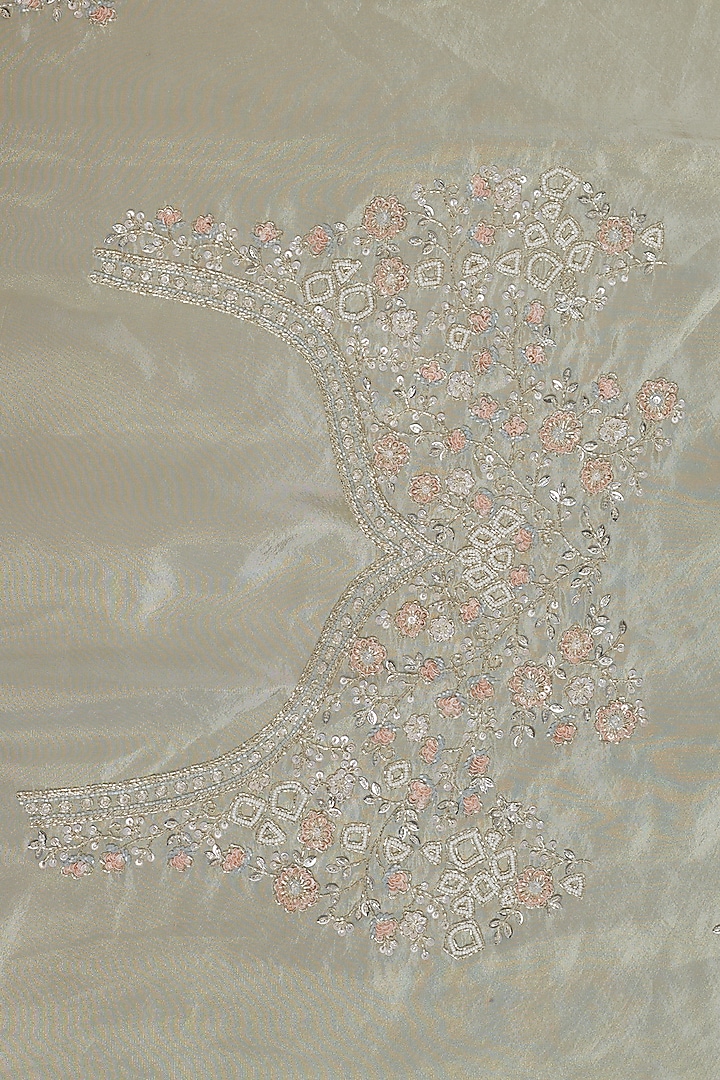 Mint Tissue Organza Sequins Embellished Reception Saree Set by Kalighata at Pernia's Pop Up Shop