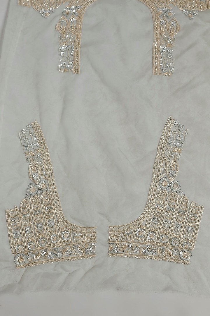 Mint Tissue Organza Sequins Embellished Wedding Saree Set by Kalighata at Pernia's Pop Up Shop