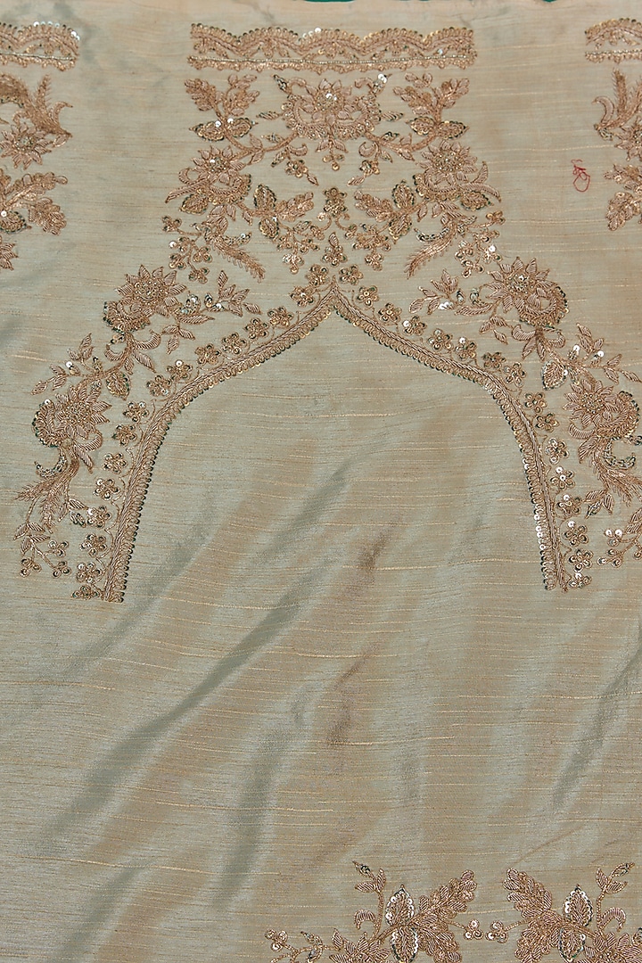 Gold Tissue Sequins Hand Embroidered Wedding Saree Set by Kalighata at Pernia's Pop Up Shop