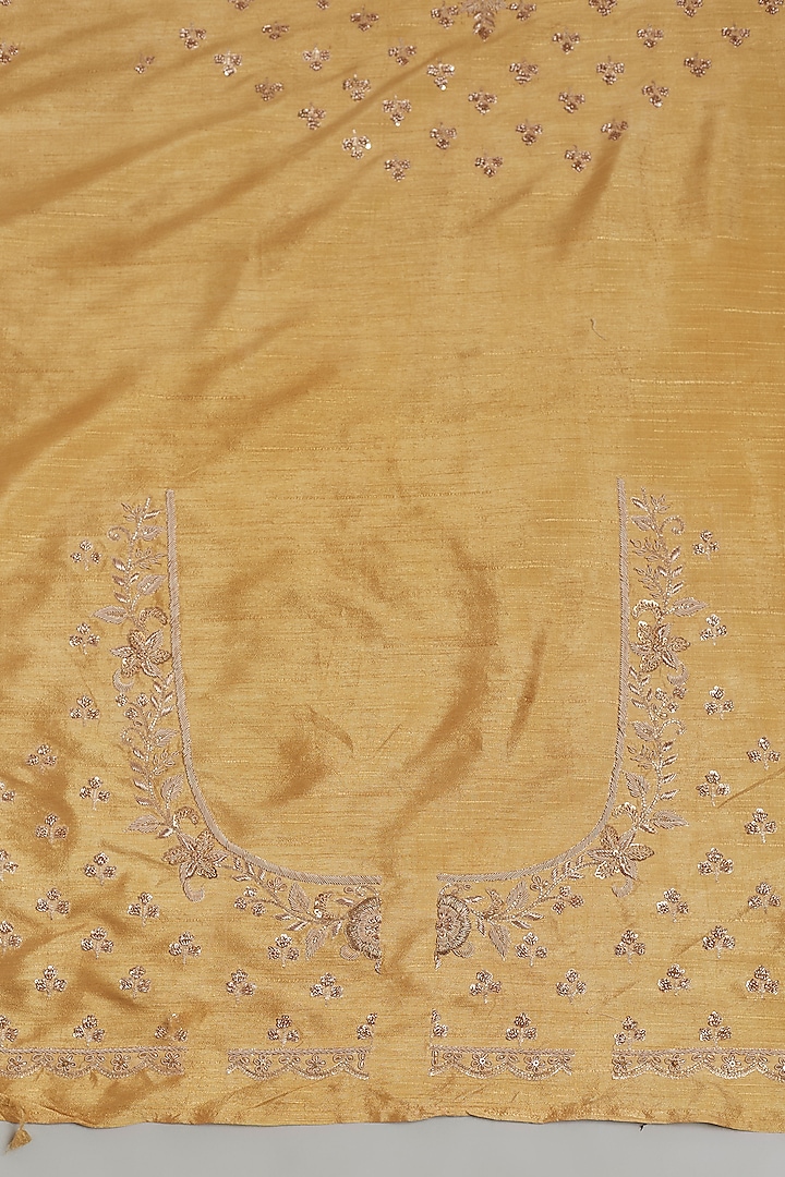 Gold Handloom Tissue Sequins Embellished Wedding Saree Set by Kalighata at Pernia's Pop Up Shop