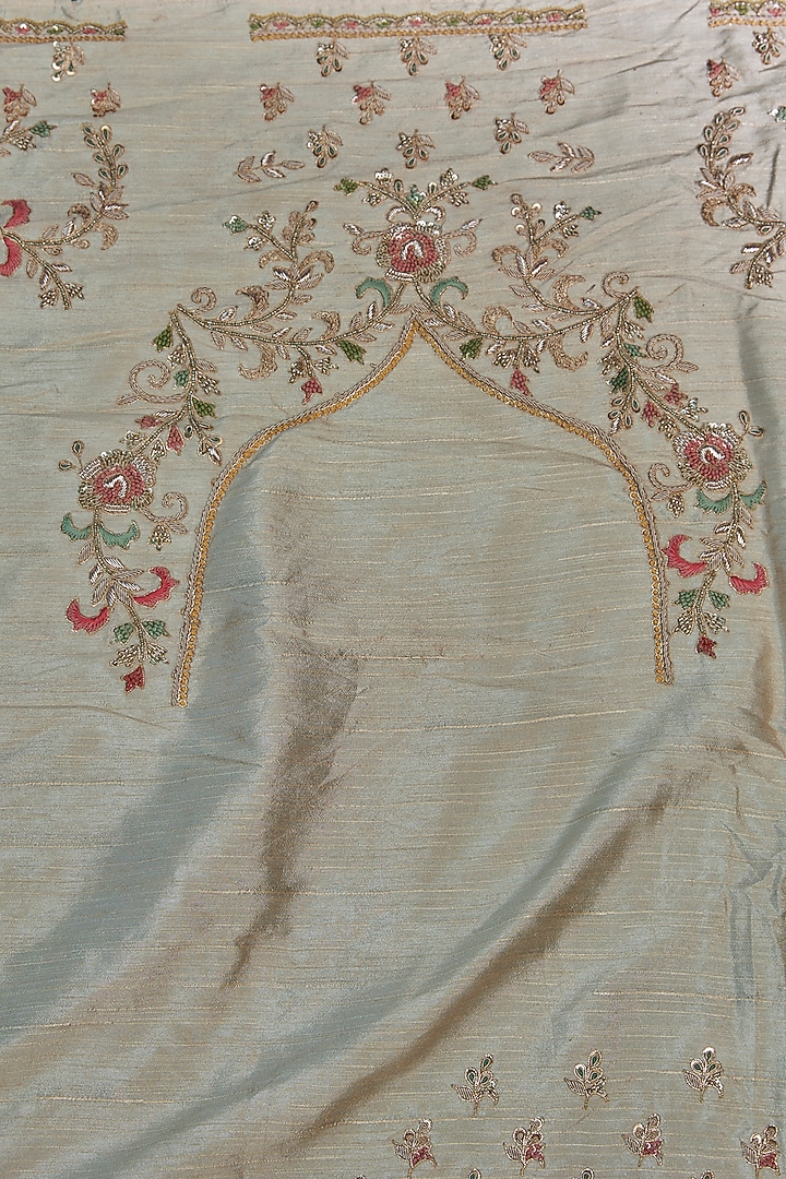 Gold Tissue Sequins Hand Embroidered Reception Saree Set by Kalighata at Pernia's Pop Up Shop