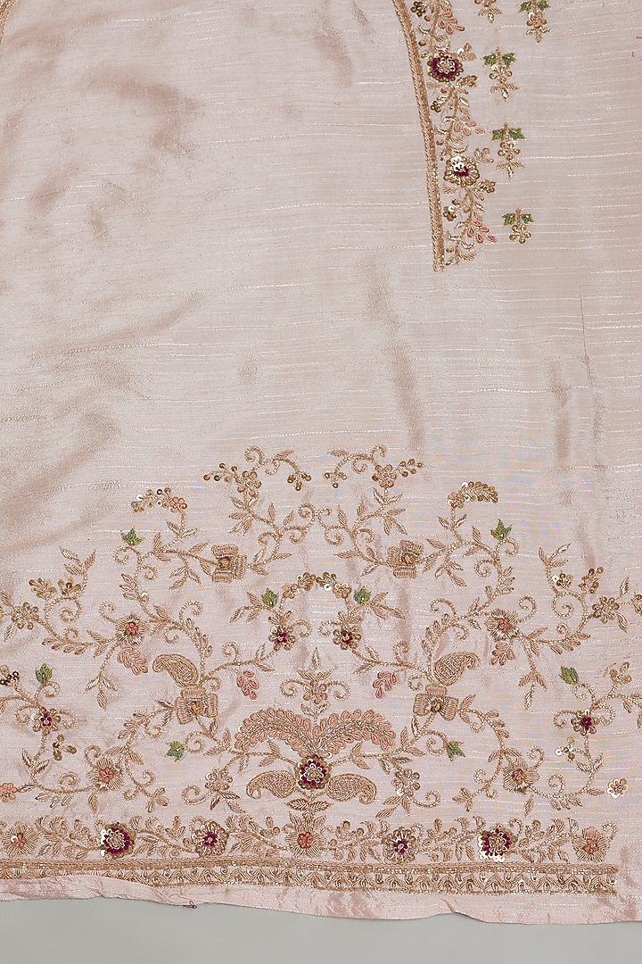 Pink Tissue Organza Sequins Embellished Reception Saree Set by Kalighata at Pernia's Pop Up Shop
