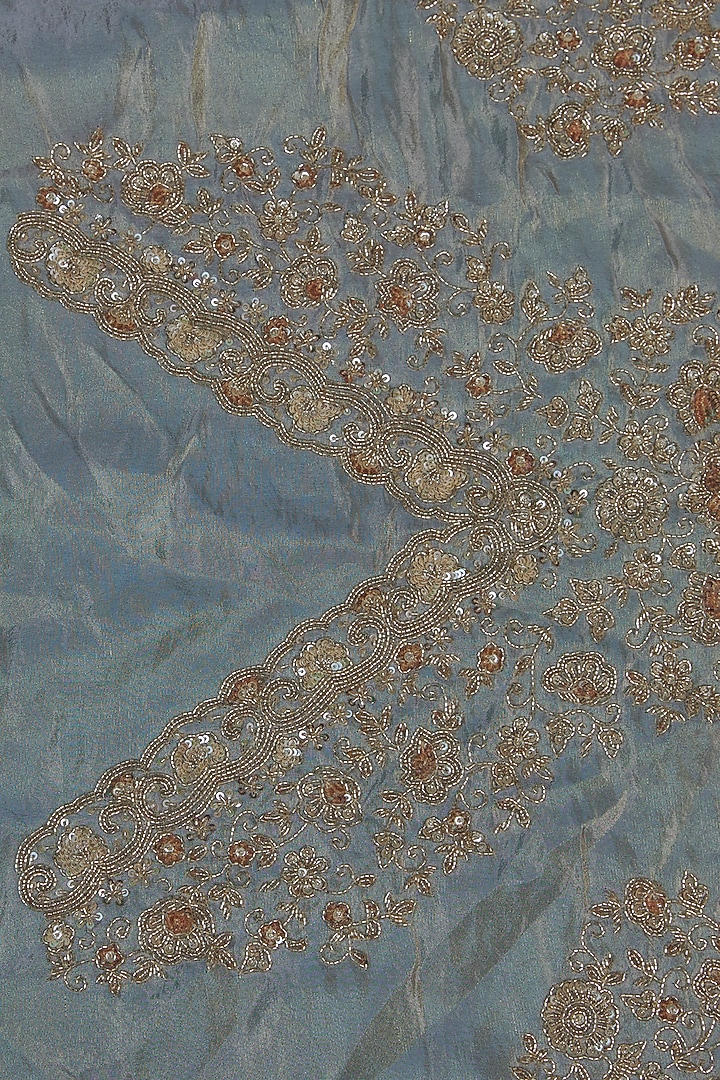 Pink Tissue Sequins Hand Embroidered Bridal Saree Set by Kalighata at Pernia's Pop Up Shop