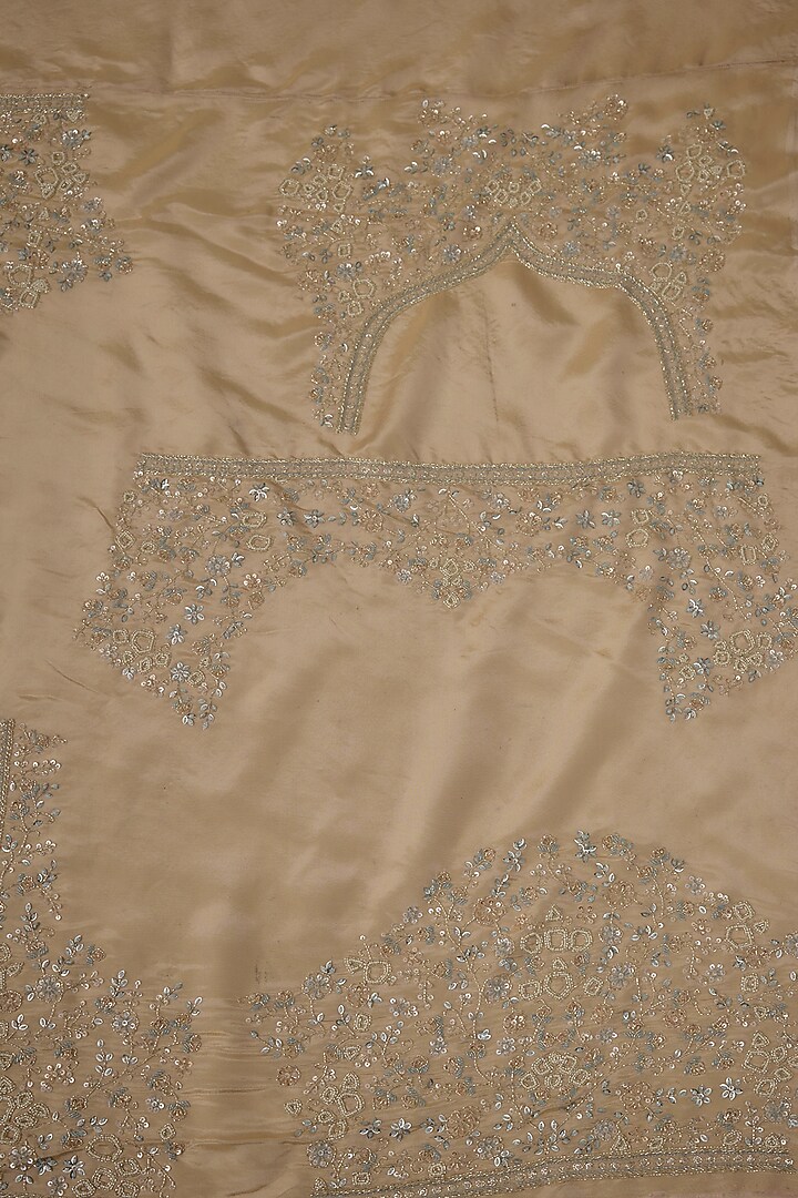Pink Tissue Hand & Machine Embroidered Reception Saree Set by Kalighata at Pernia's Pop Up Shop