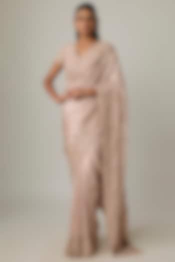 Ivory Tissue Reception Saree Set by Kalighata at Pernia's Pop Up Shop
