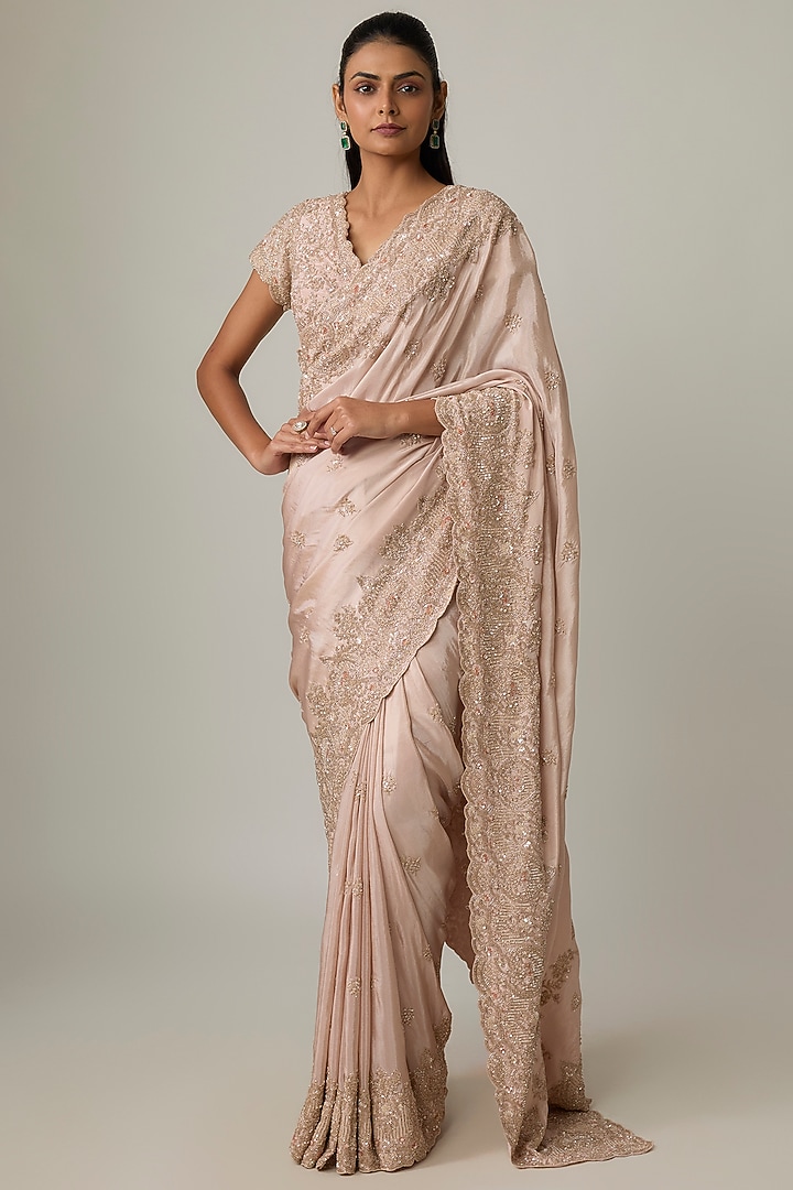 Ivory Tissue Reception Saree Set by Kalighata at Pernia's Pop Up Shop