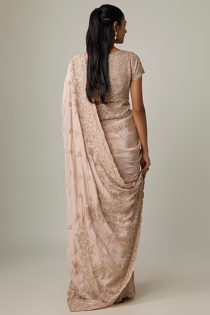 Ivory Tissue Reception Saree Set by Kalighata at Pernia's Pop Up Shop