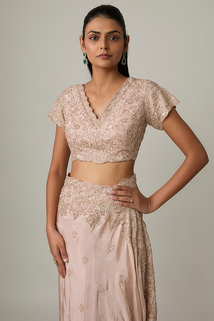 Ivory Tissue Reception Saree Set by Kalighata at Pernia's Pop Up Shop