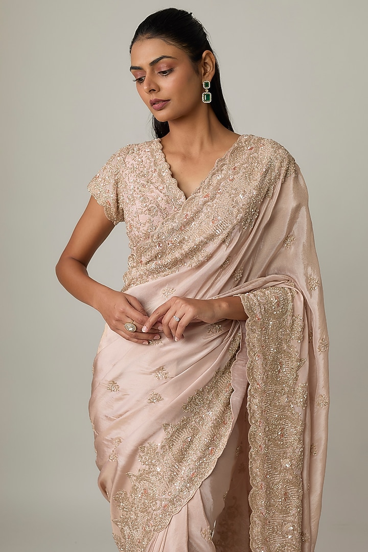 Ivory Tissue Reception Saree Set by Kalighata at Pernia's Pop Up Shop