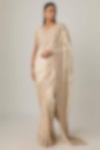Pink Tissue Reception Saree Set by Kalighata at Pernia's Pop Up Shop