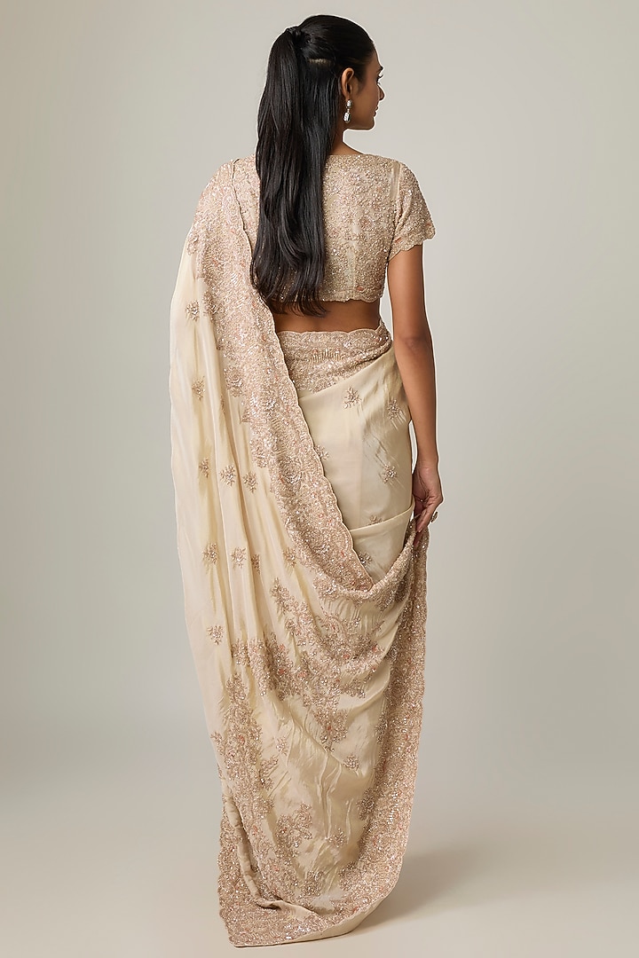 Pink Tissue Reception Saree Set by Kalighata at Pernia's Pop Up Shop
