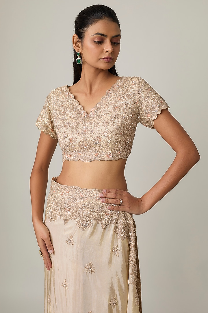 Pink Tissue Reception Saree Set by Kalighata at Pernia's Pop Up Shop