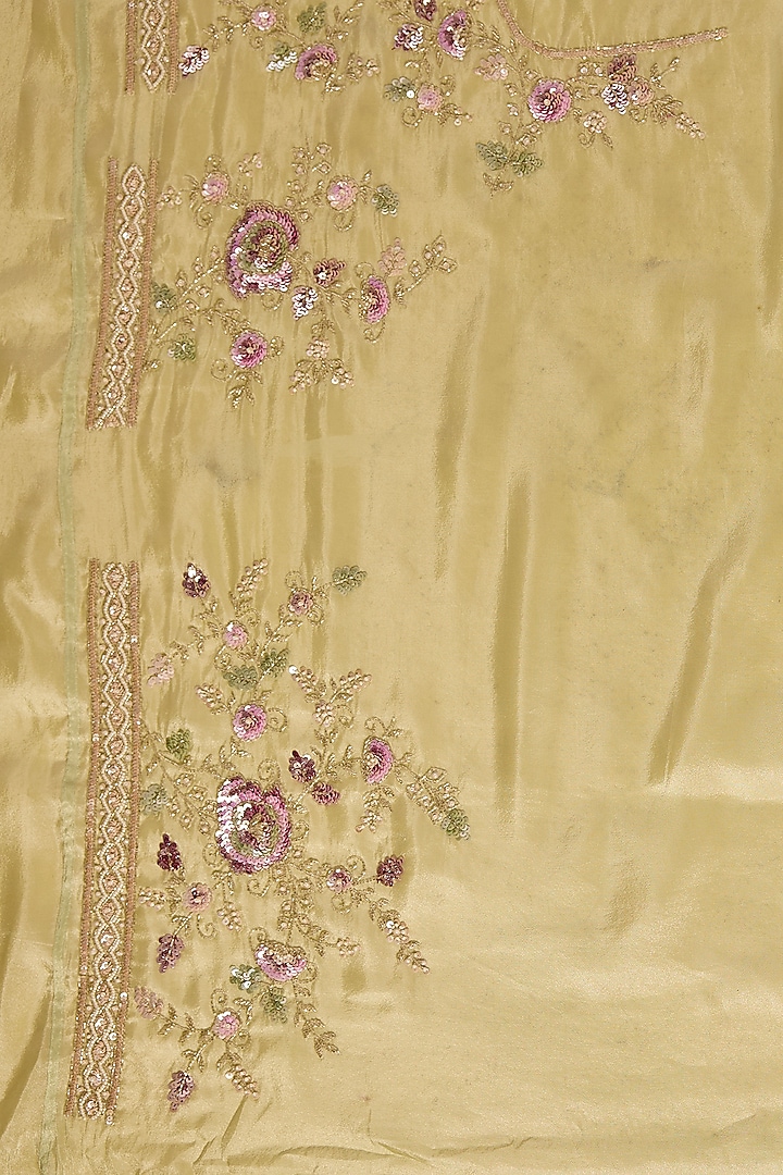 Mint Tissue Hand & Machine Embroidered Reception Saree by Kalighata at Pernia's Pop Up Shop