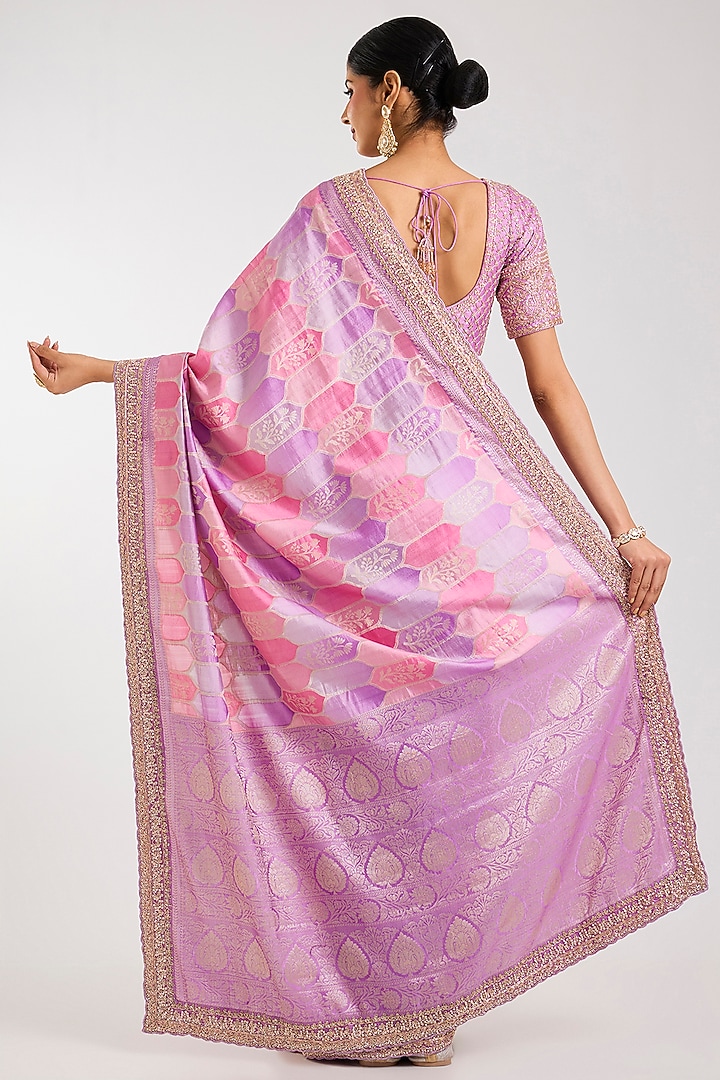 Purple Banarasi Wedding Saree Set by Kalighata at Pernia's Pop Up Shop