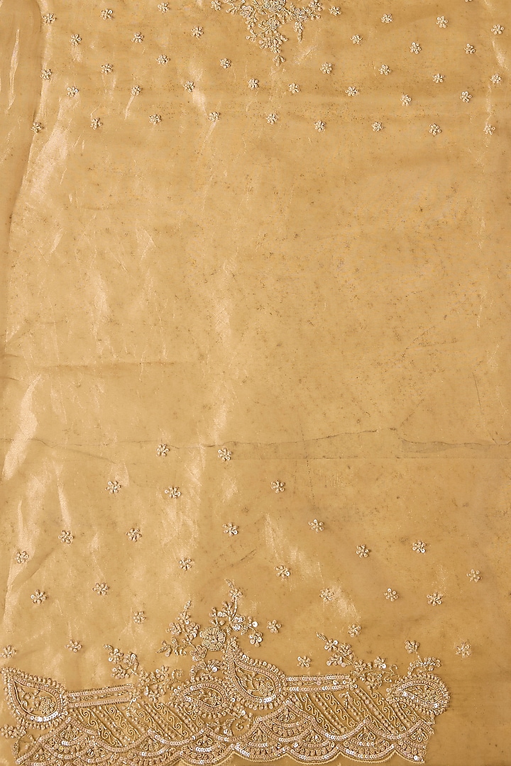 Gold Tissue Hand & Machine Embroidered Reception Saree by Kalighata at Pernia's Pop Up Shop