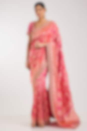 Rani Pink Banarasi Bridal Saree Set by Kalighata at Pernia's Pop Up Shop