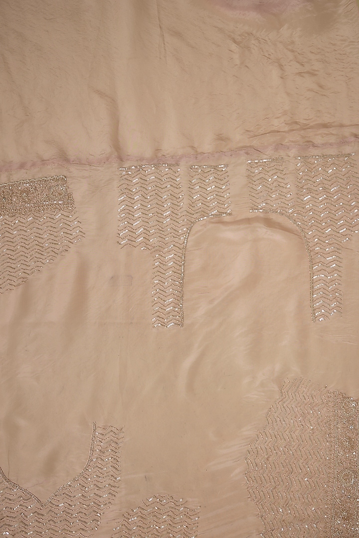 Peach Tissue Hand & Machine Embroidered Reception Saree Set by Kalighata at Pernia's Pop Up Shop