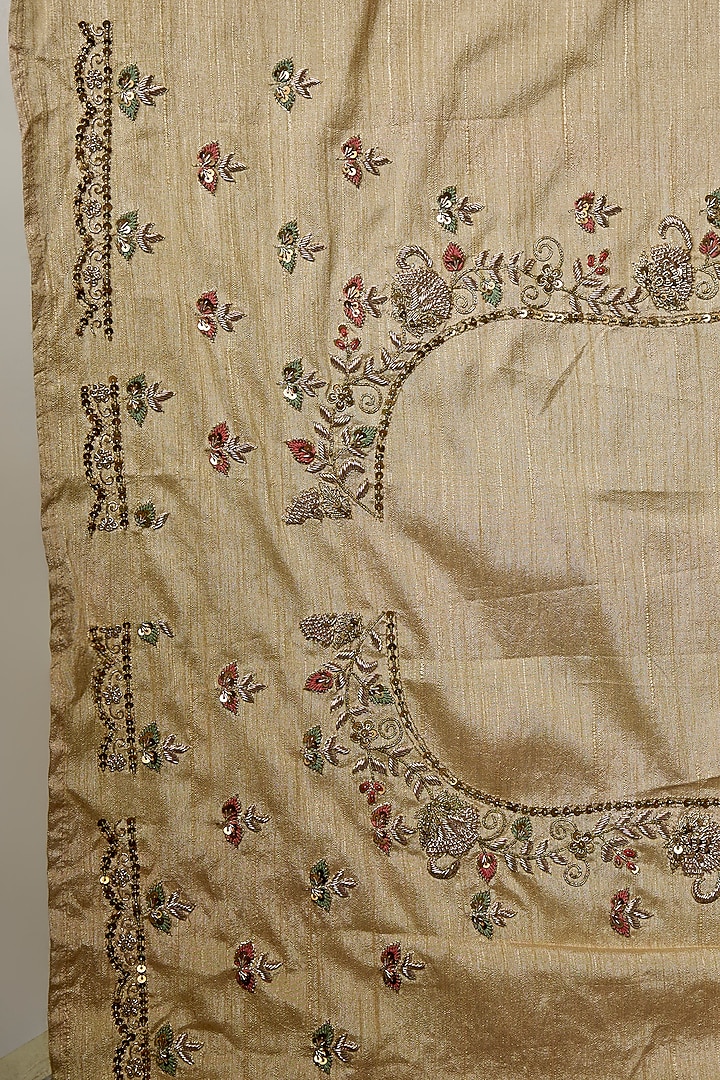 Gold Viscose Organza Sequin Embroidered Reception Saree Set by Kalighata at Pernia's Pop Up Shop