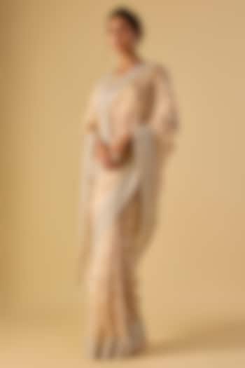 Gold Tissue Hand & Machine Embroidered Reception Saree by Kalighata at Pernia's Pop Up Shop