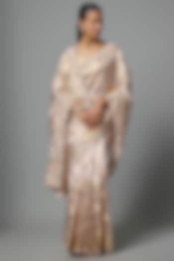 Pink Tissue Embroidered Reception Saree  by Kalighata at Pernia's Pop Up Shop