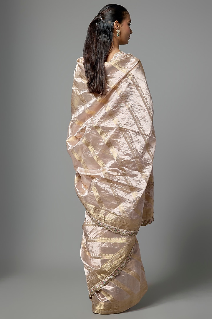Pink Tissue Embroidered Reception Saree by Kalighata at Pernia's Pop Up Shop