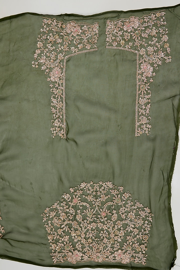 Green Viscose Organza Sequins Embroidered Reception Saree Set by Kalighata at Pernia's Pop Up Shop