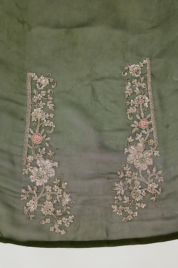 Green Viscose Organza Sequins Embroidered Reception Saree Set by Kalighata at Pernia's Pop Up Shop