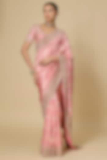 Pink Banarasi Bridal Saree Set by Kalighata at Pernia's Pop Up Shop