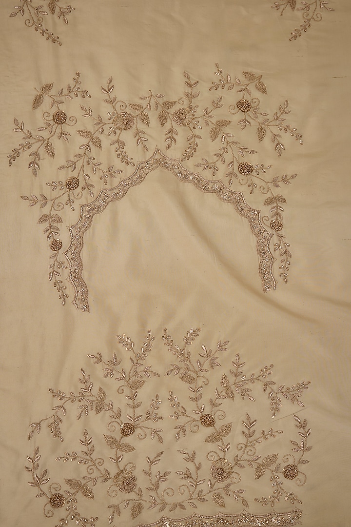 Gold Tissue Hand & Machine Embroidered Bridal Saree Set by Kalighata at Pernia's Pop Up Shop