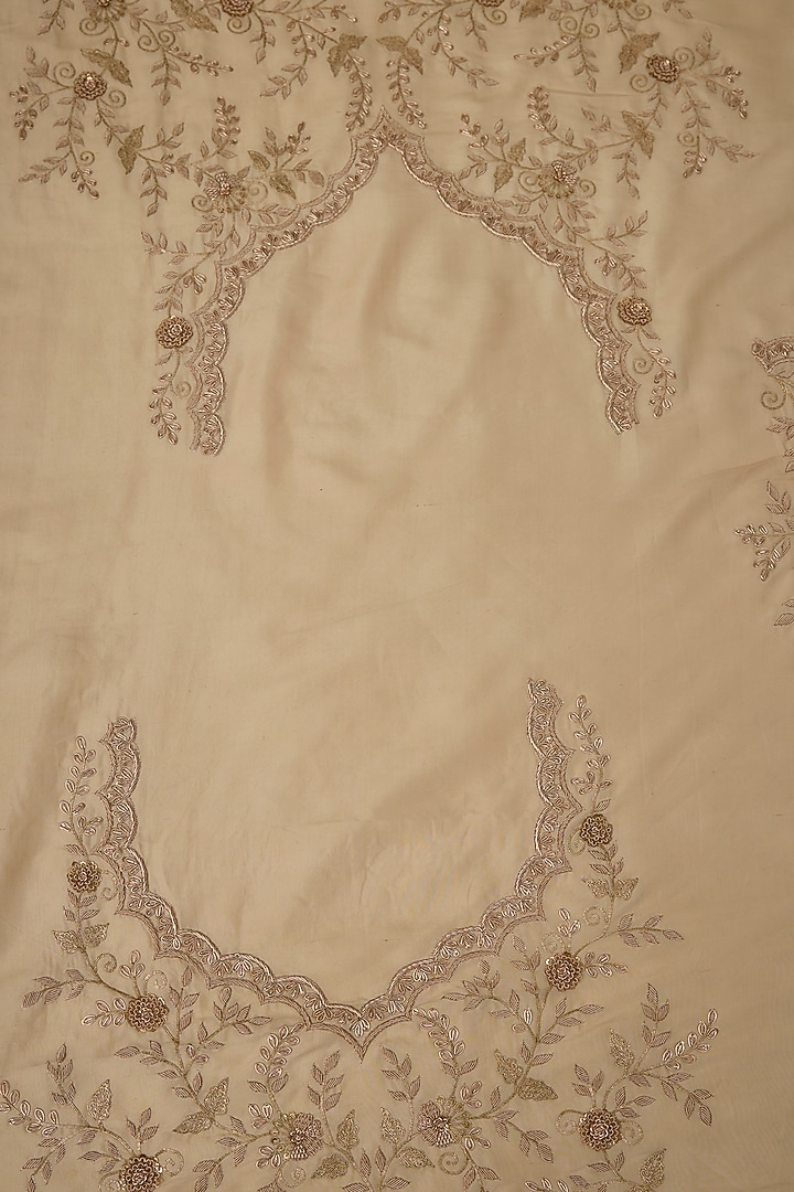 Gold Tissue Hand & Machine Embroidered Bridal Saree Set by Kalighata at Pernia's Pop Up Shop