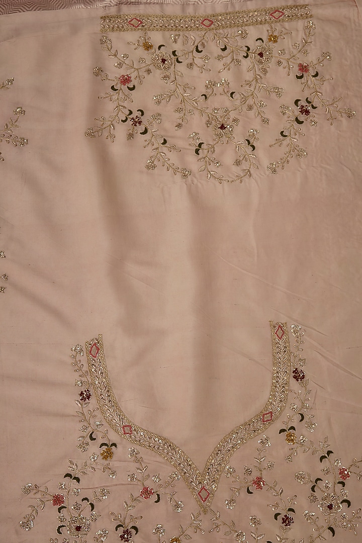 Pink Silk Hand & Machine Embroidered Bridal Saree Set by Kalighata at Pernia's Pop Up Shop