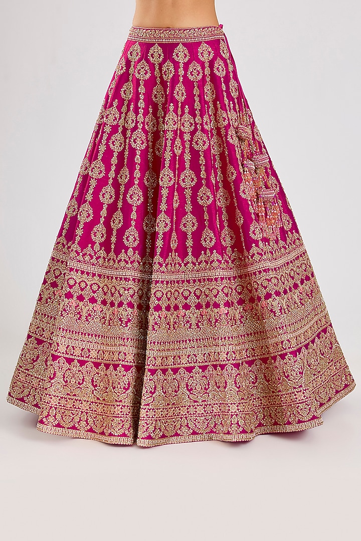 Rani Raw Silk Embroidered Bridal Lehenga Set by Kalighata at Pernia's Pop Up Shop