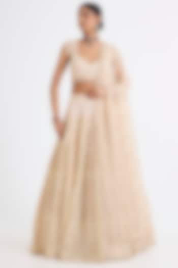 Pink Raw Silk Zari Hand & Machine Embroidered Bridal Lehenga Set by Kalighata at Pernia's Pop Up Shop