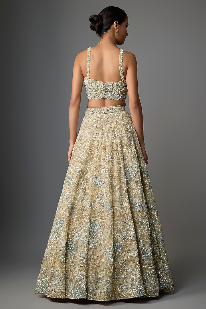 Firoza Organza Embroidered Bridal Lehenga Set by Kalighata at Pernia's Pop Up Shop