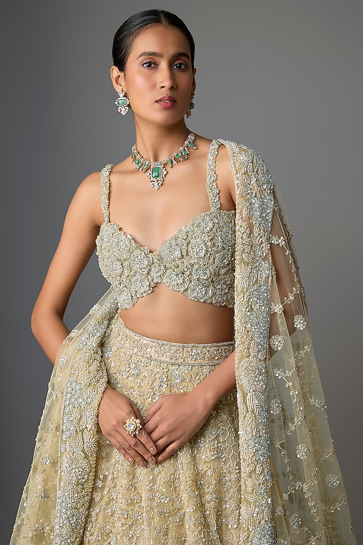 Firoza Organza Embroidered Bridal Lehenga Set by Kalighata at Pernia's Pop Up Shop