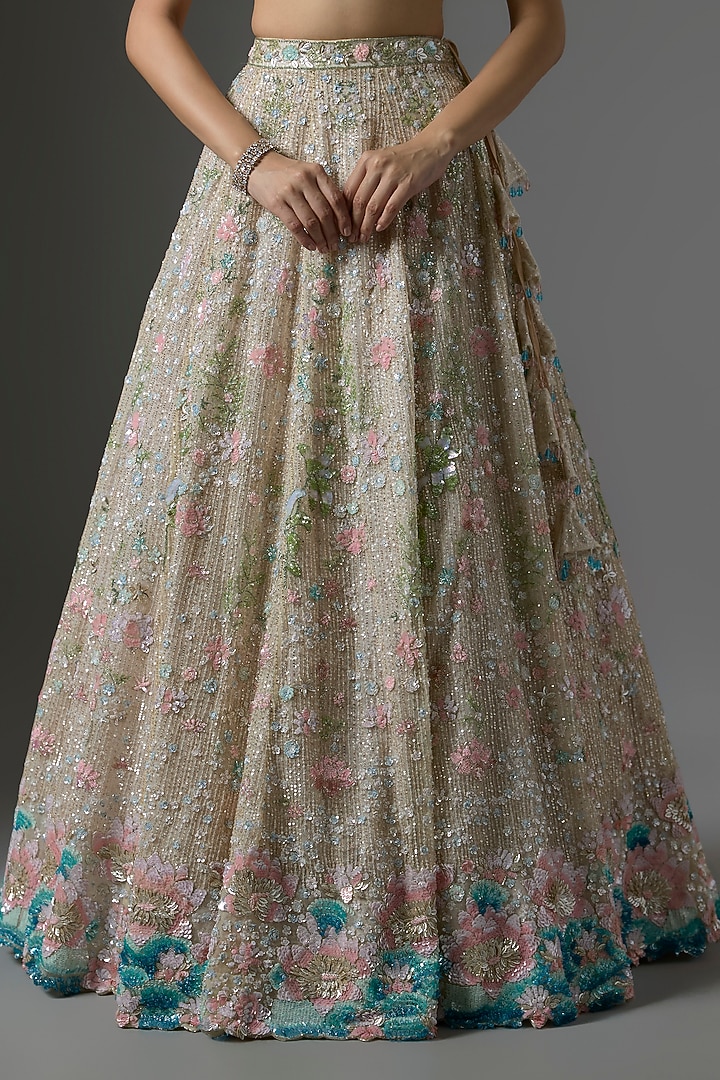 Pink Raw Silk Zari Hand & Machine Embroidered Bridal Lehenga Set by Kalighata at Pernia's Pop Up Shop