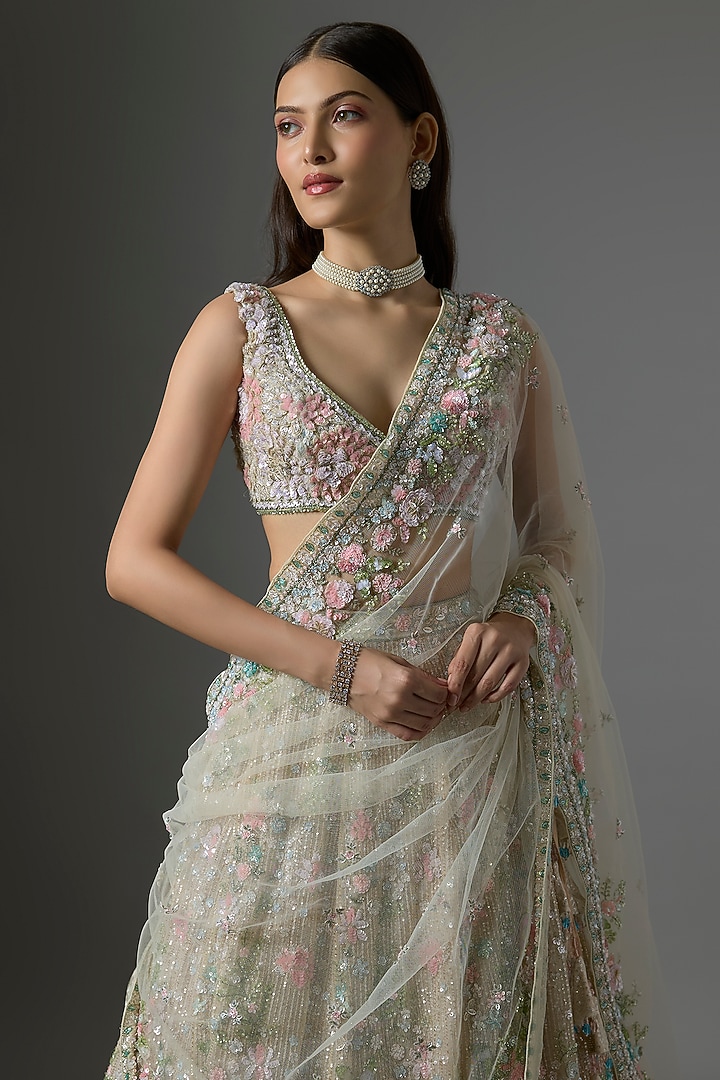 Pink Raw Silk Zari Hand & Machine Embroidered Bridal Lehenga Set by Kalighata at Pernia's Pop Up Shop